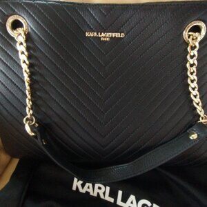 KARL LAGERFELD Women's Charlotte Shoulder Bag, Black/Gold